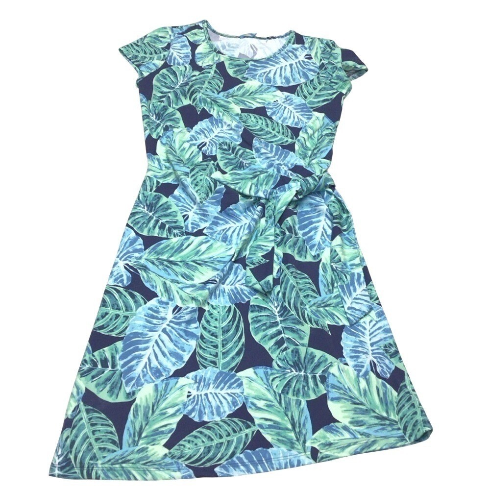 J.McLaughlin Elora Dress Womens S Blue Green Tropical Palm Leaf Coastal Resort